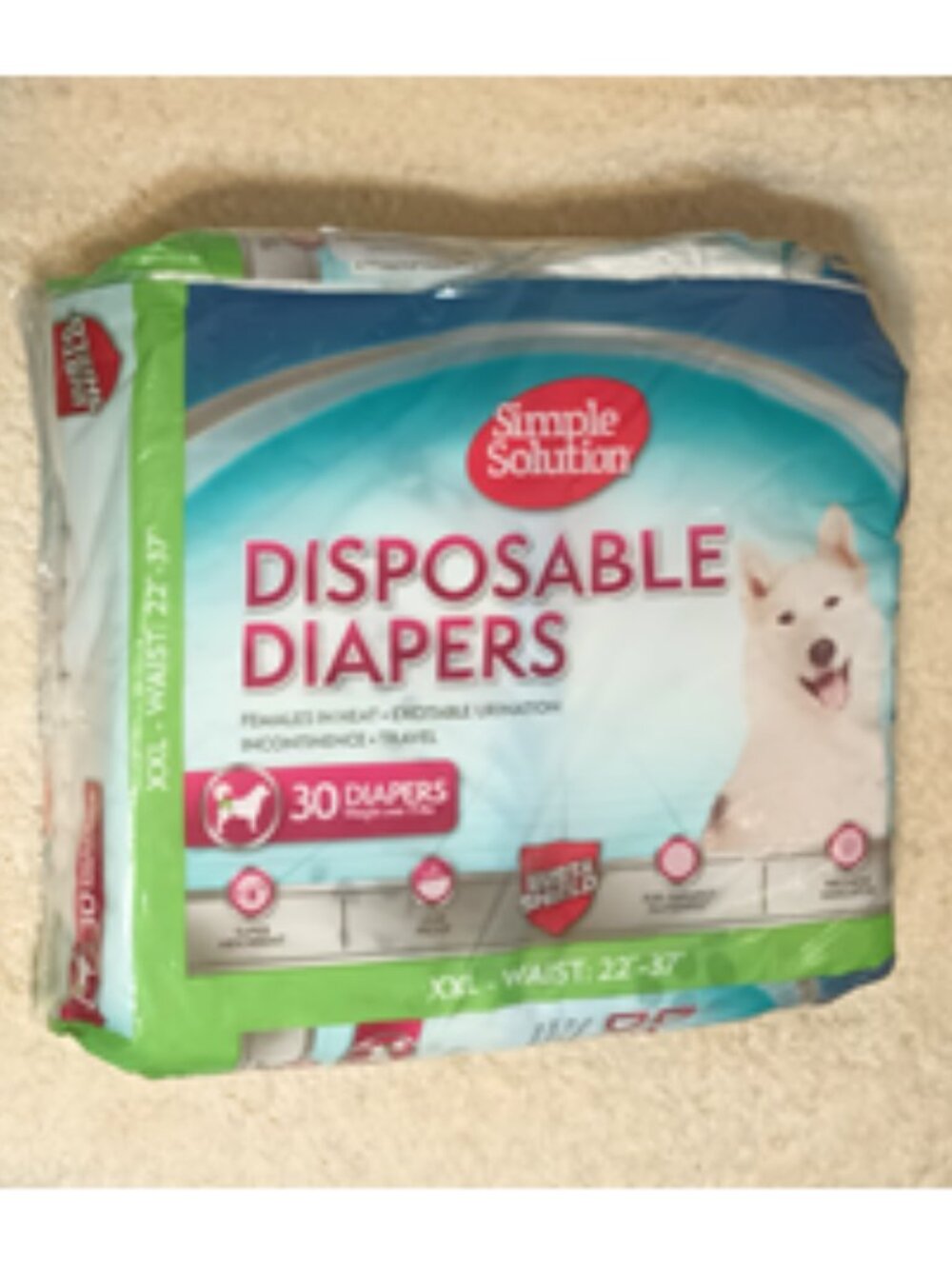 *NIP* Simple Solution Disposable Female Dog Diapers, XXL 22"- 37" waist, 30 Ct. - Picture 7 of 11